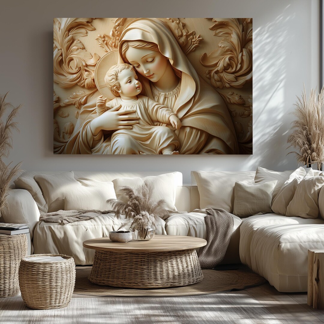 Virgin Mary and Baby Jesus Canvas - Religious Wall Art, Catholic ...