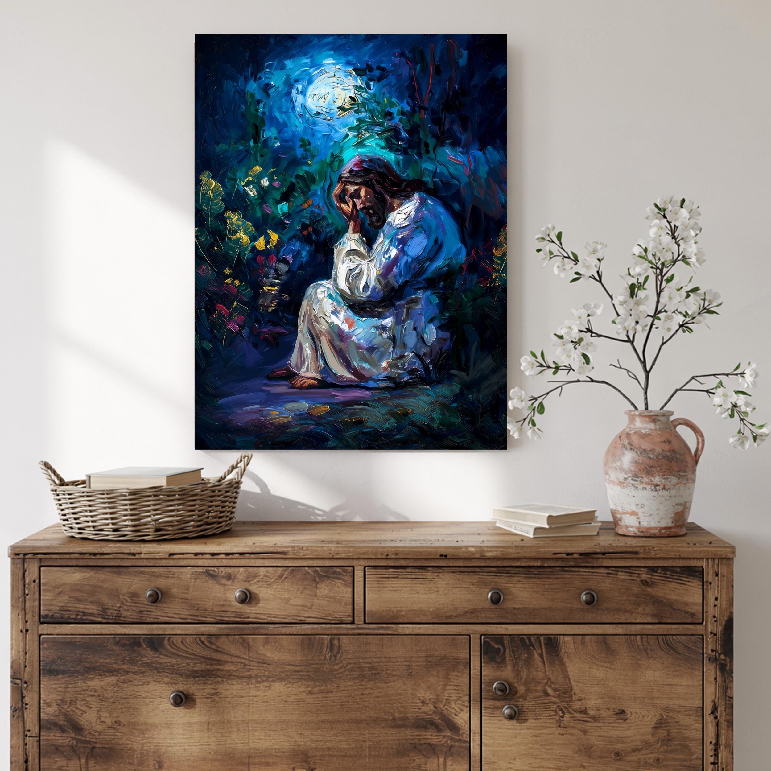 Jesus Praying in the Garden Wall Art – Christian Religious Painting ...
