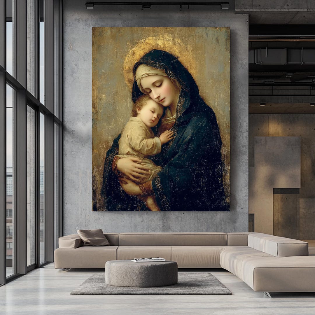 Virgin Mary and Baby Jesus Canvas Art | Madonna and Child Religious ...