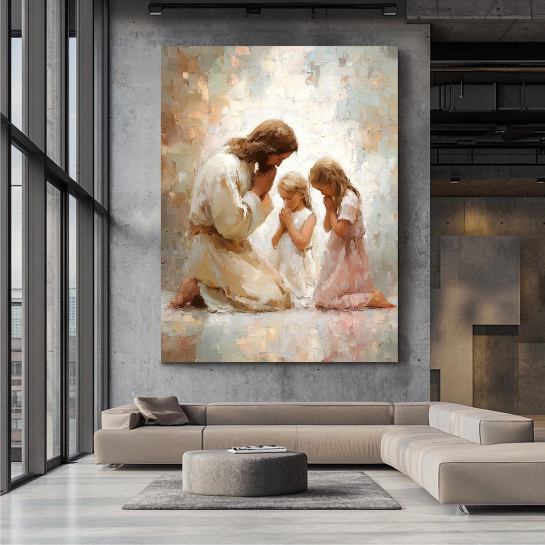Jesus Praying With Children Canvas, Christian Family Wall Art - Etsy