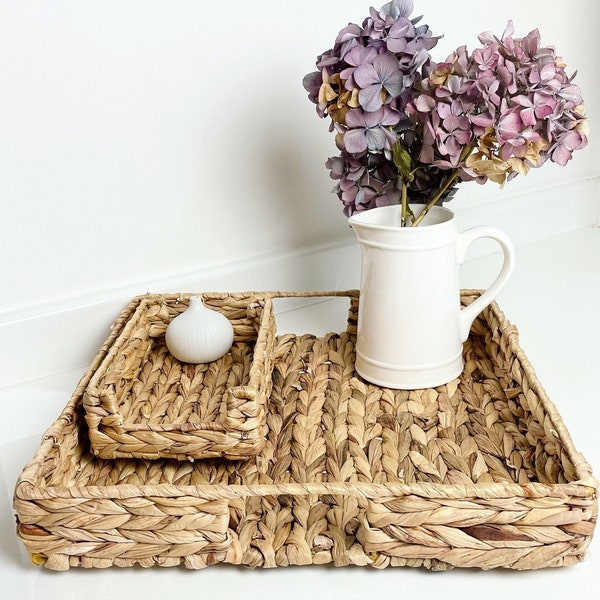 Square XL Woven Rattan Tray (water hyacinth)