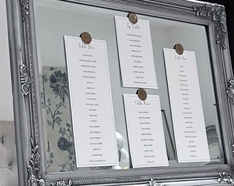 Made to order - Mirror Seating Plan + Easel: For local hire! Traditional, Authentic | Framed Sign | Embellishment and Easel at extra charge.