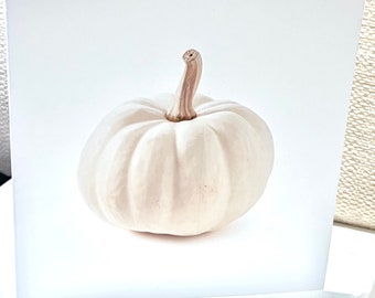 Minimal Greetings Card | (Made to Order), White Pumpkin | Halloween Cards, Blank, Greeting, Square, Cards, Folded, Made to Order