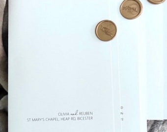 Order of Service, minimalist, with or without elegant Wax Seal | Information | Pamphlet | Booklet