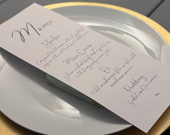 Minimal, Menus, Wedding Menus, Vellum Wedding Menus, Any Occasion or Event Menus, Table Menus