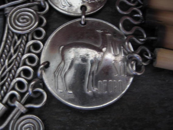 Vintage Handmade Peruvian Hip Belt w/Llamas Coins - image 6