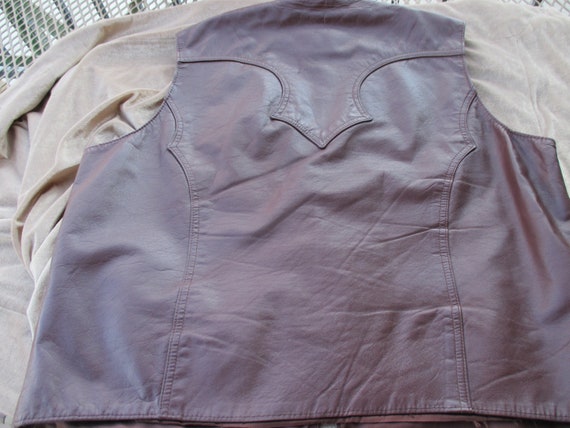 Vintage Pioneer Wear Brown Leather Vest with Buff… - image 6