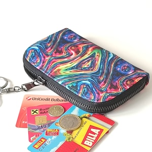 Small Zipper Wallet Multicolored, Credit Card Holder, Minimalist Vegan Wallet, Zipper Coin Wallet, Slim Wallet, Handmade Gift for Her