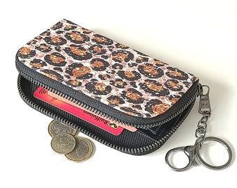 Cartera pequeña para mujer, Cartera bonita, Cartera con tarjetero, Cartera vegana delgada, Cartera con cremallera de tela, Cartera minimalista Regalo para ella
