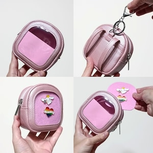 Pink Ita Keychain Pouch with Pin Display, Ita Wallet, Mini Ita Backpack Keychain, Small Ita Bag, Ita Purse Keychain, Cute Anime Kawaii Pouch