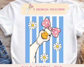 Coquette Goose PNG, Fancy Girl Duck Sublimation, Trendy Girly Goose T-Shirt Design, Cute Funny Animal File, Preppy Pink Silly Goose PNG