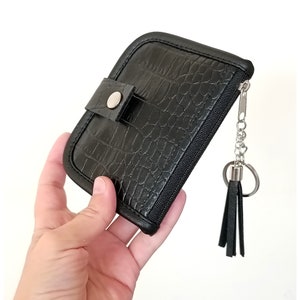 Llavero pequeño para billetera, llavero para monedero, tarjetero, billetera de cuero vegano para mujer, un bonito regalo para ella, tarjetero con cadena.