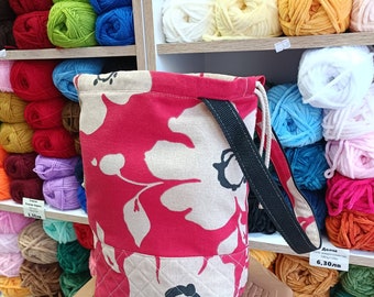 Small Project Bag for Knitting and Crochet, Socks Project Bag, Drawstring Bag for Knitter, Travel Storage Yarn Holder, Gift for Crocheter