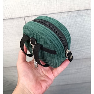 Mini Green Corduroy Backpack Coin Purse Keychain, Mini Backpack Keychain, Pouch Airpod Case, Earbuds Holder, Cute Airpods Pouch Keychain