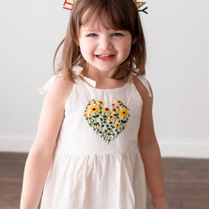 Sunflower Hand Embroidered Dress, Girls Linen/cotton Special Outfit ...
