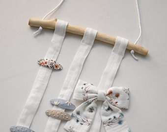 Holz Haarschleife Halter, Treibholz Haarspangen Ständer, Boho Stil Kinderzimmer Accessoire, Treibholz Haarschleife Halter, minimalist Bogen Aufhänger