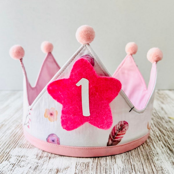 Handmade Fabric Birthday Crown - Flower and Nature Inspired Headpiece for childrens