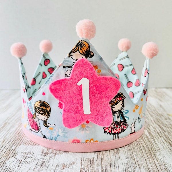 Cute Handmade Fairy Fabric Birthday Crown for Kids - Flower and Nature Inspired Headpiece for childrens