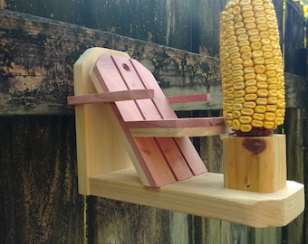 Squirrel Feeder Chair and Table  Hand-Crafted Cedar