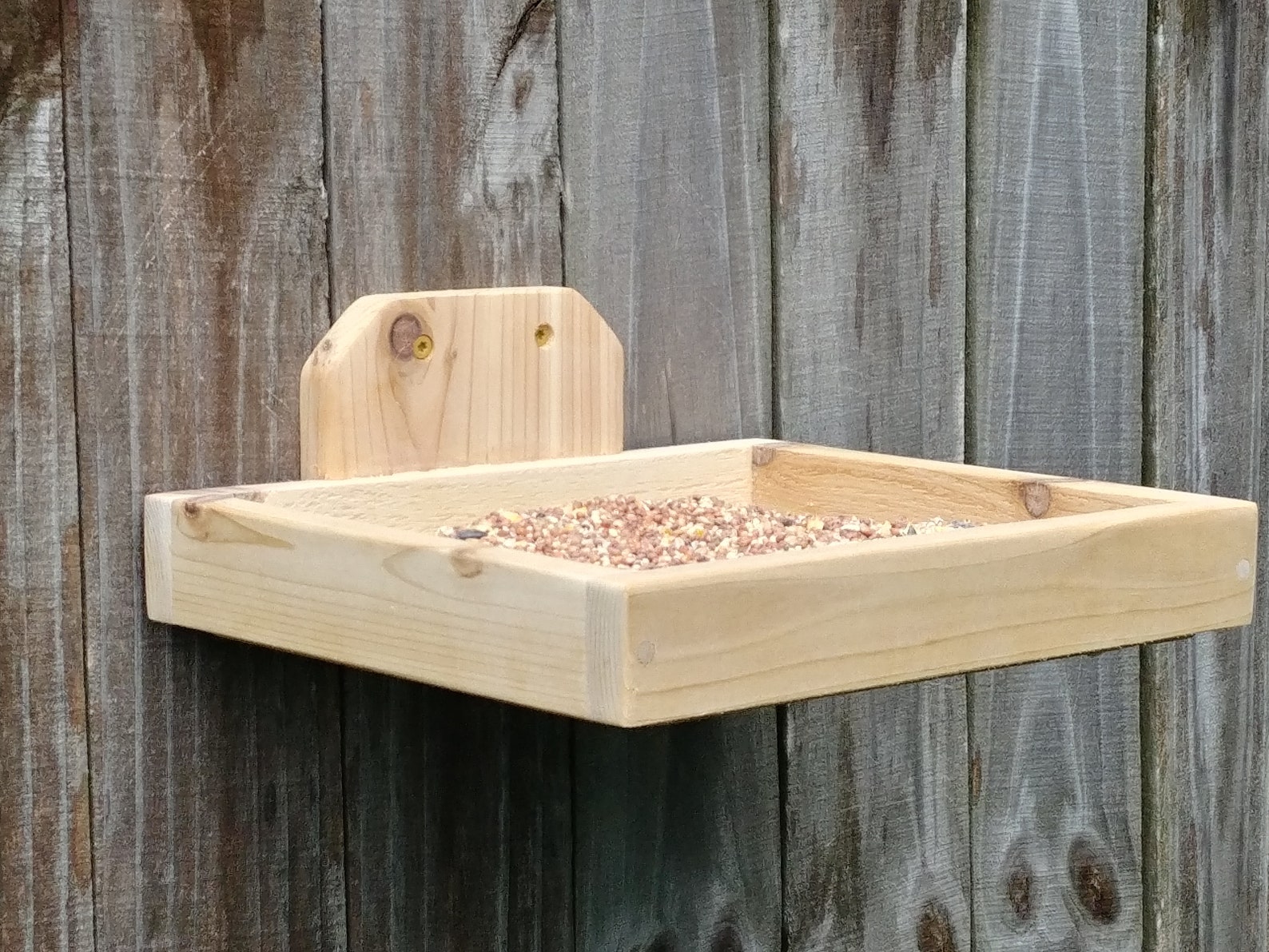 Side Mount Tray Bird Feeder Platform Feeder With Screen Etsy