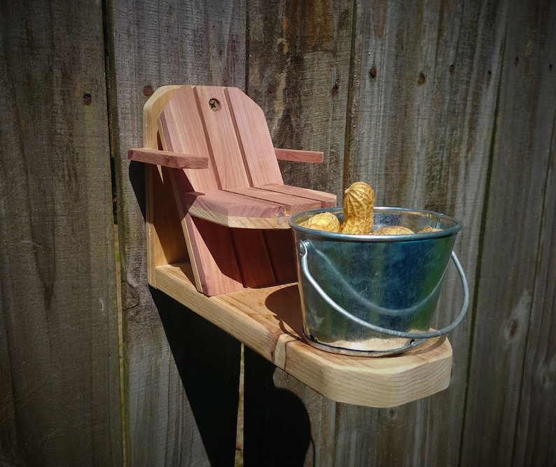 Squirrel Feeder Chair With Tin Pail Handcrafted Cedar Etsy