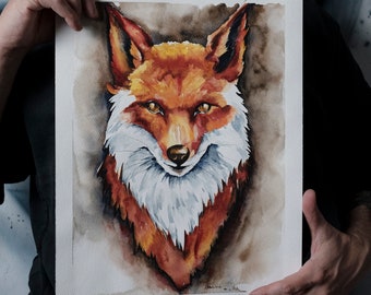 FOX original watercolor painting