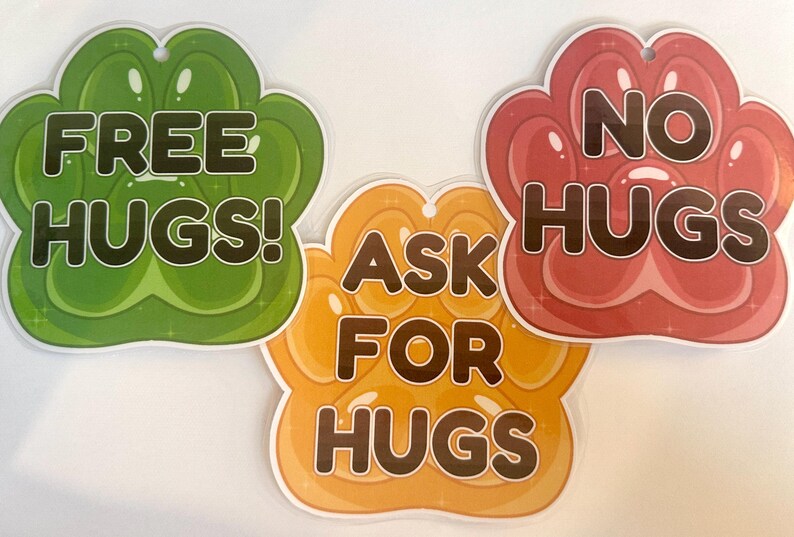 Hug Convention Paw Hug Consent Badges, Furry Cosplay Convention - Etsy