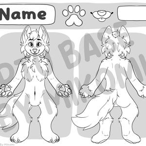 Feline and Canine Ref Sheet Lineart , PTU Furry Art Base