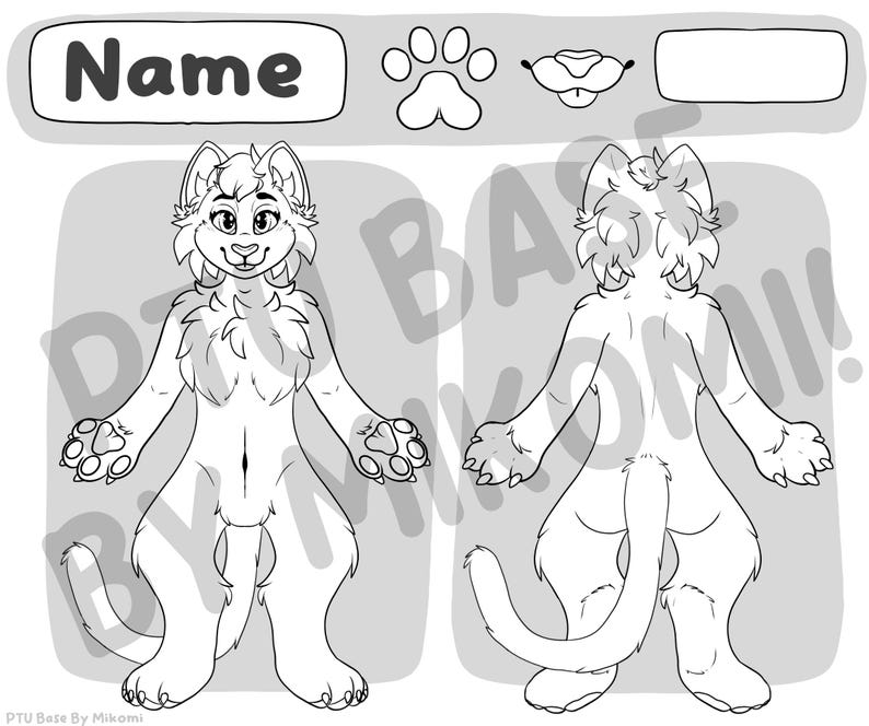 Feline and Canine Ref Sheet Lineart , PTU Furry Art Base - Etsy