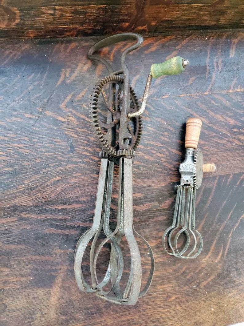 Two vintage kitchen hand beaters Etsy