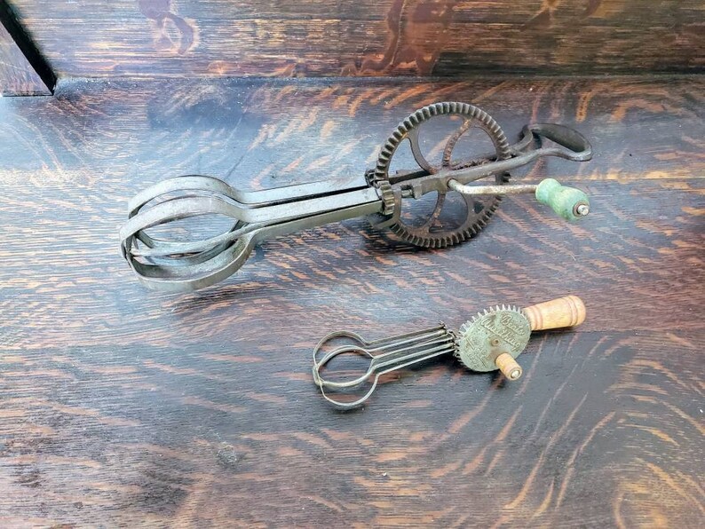 Two vintage kitchen hand beaters Etsy