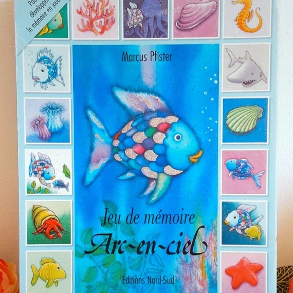 Jeu de mémo. Jeu de mémoire. Jeu pour enfants. Montessori. Marcus Pfister. Arc en ciel le petit poisson. Jeu éducatif enfant. Jouets enfant