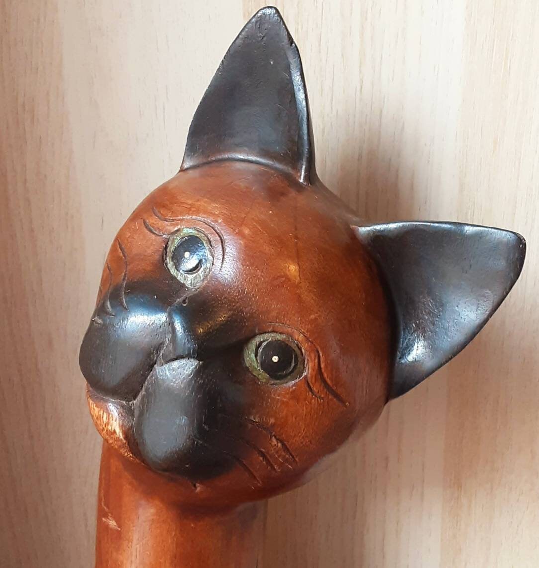 Rare.statue Chat en Bois.chat Bois Vintage.