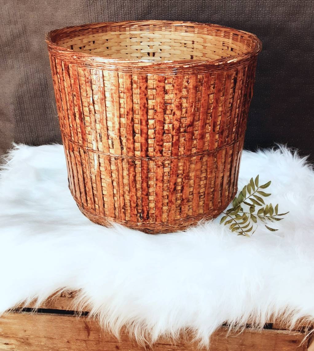 Grand Cache Pot Ancien.1970.cache-Pot en Osier.osier Vintage.cache à Poser.vannerie Ancienne.vanneri