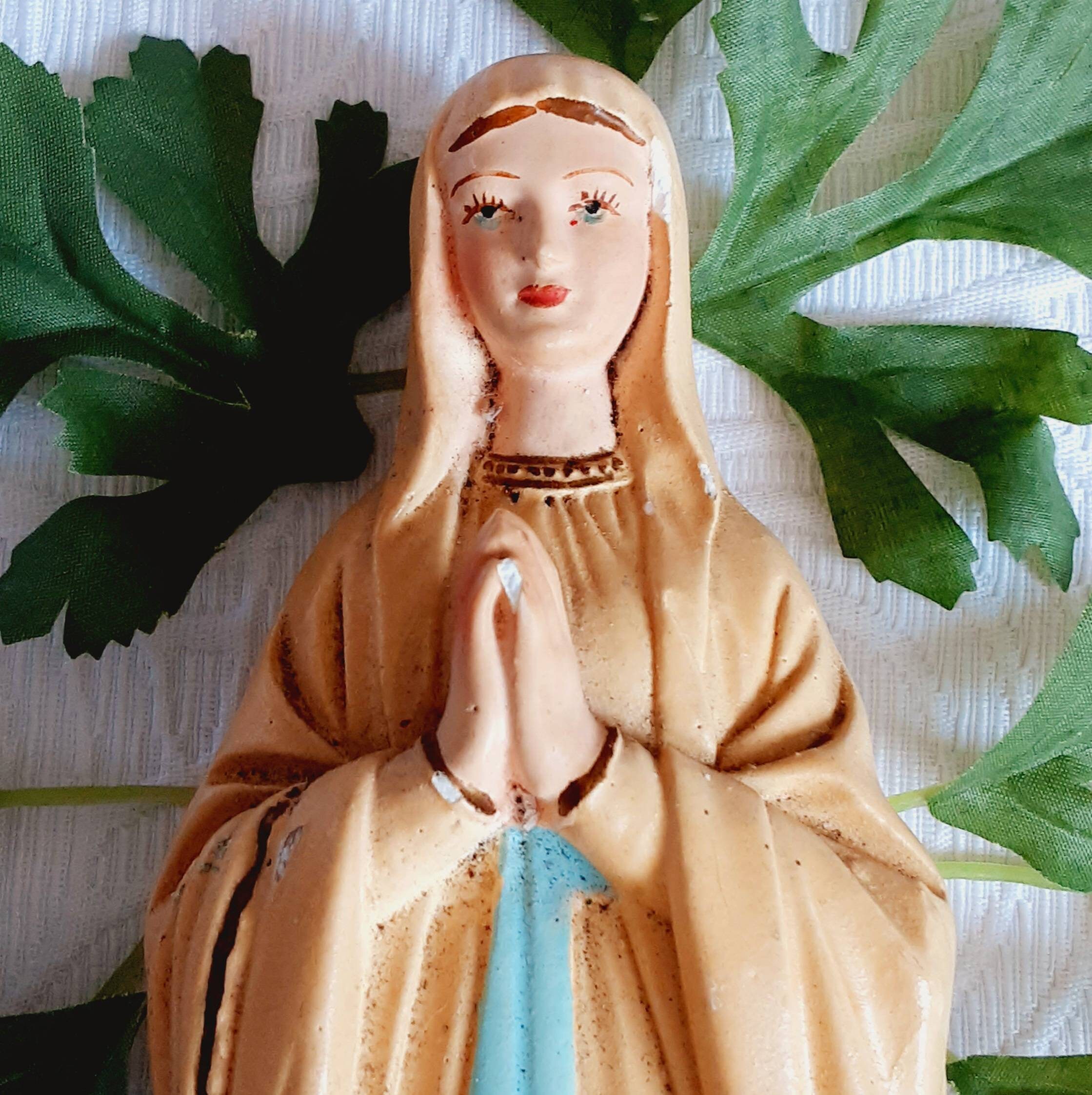 Vierge Polychrome.vierge Ancienne.satue Vierge.vierhe en Paltre Peint.sainte Vierge.satue Religieuse