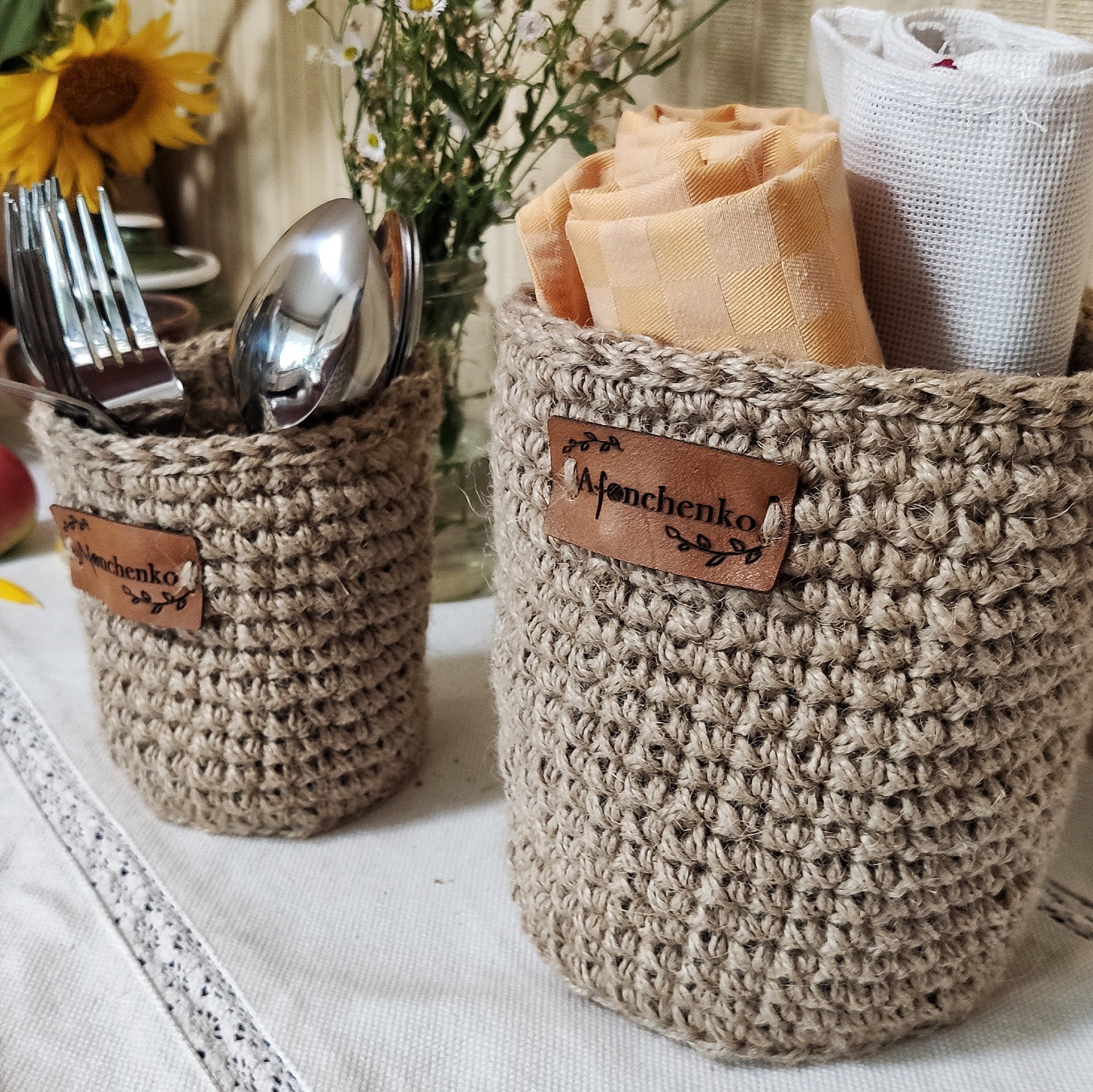 Jute Hanging Basket Set of 3 hanging Storage for the Etsy