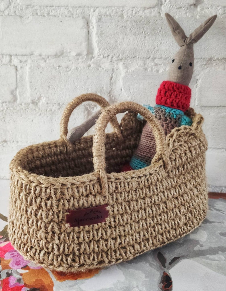 Baby Doll Carrier for Dols 1112 Inche, Doll Basket Carrier, Jute Doll Moses Basket, Doll Baby