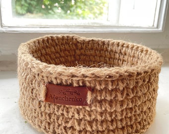 Eco kitchen storage ,plant basket, fruit basket, Jute crochet basket, kitchen organiser, kitchen basket, ecofriendly basket, Ukraine shop,