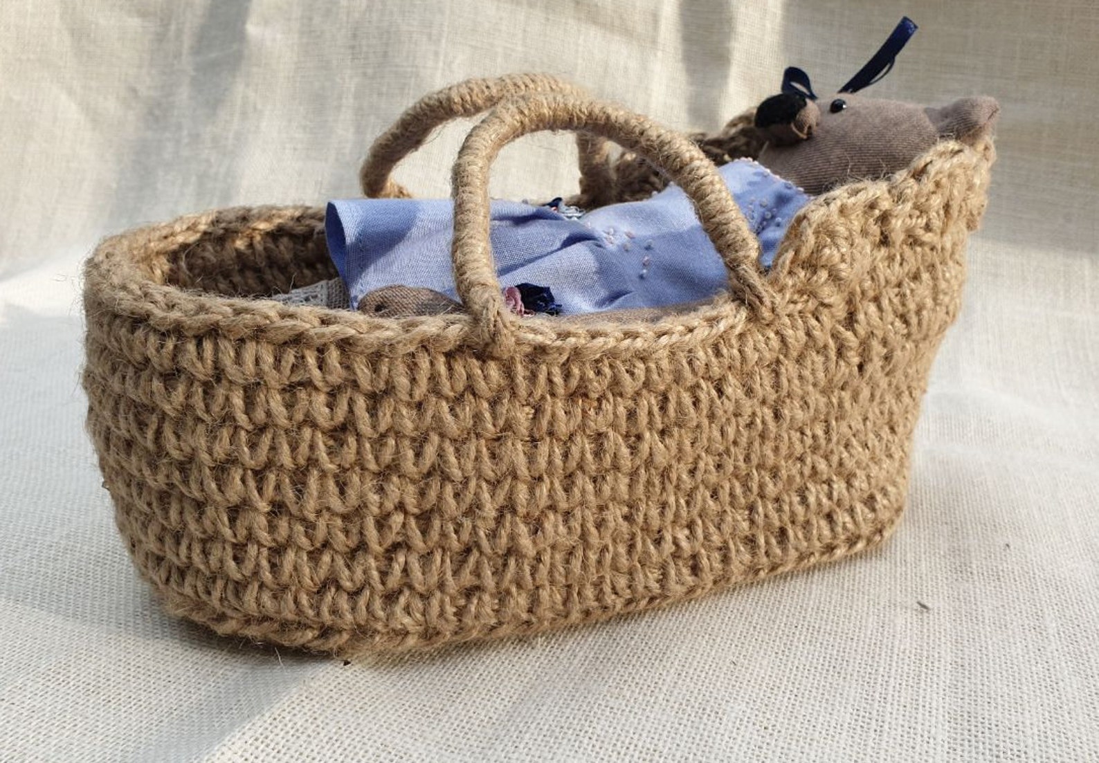 Baby Doll Carrier for Dols 1112 Inche, Doll Basket Carrier, Jute Doll