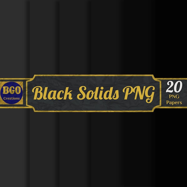 20 schwarze Feststoffe PNG digitales Papierpaket, PNG-Sublimationshintergründe, schlichte feste Papiere, schwarze Hintergründe, kommerzielle Nutzung