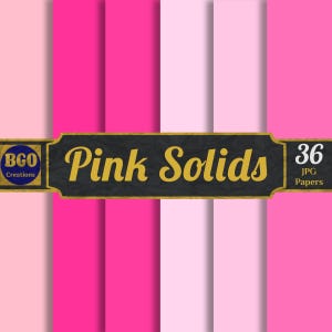 Pink Digital Paper Pack, 36 Shades of Pink Plain Solid Colors, Printable Sublimation Background Patterns, Commercial use, Scrapbooking
