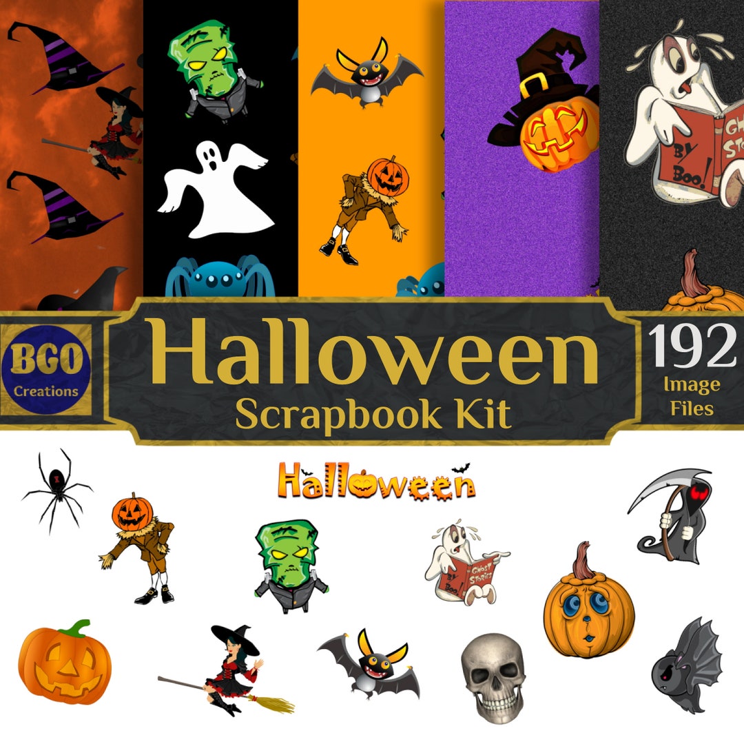 Halloween Scrapbook Kit Graphics Bundle Includes 117 JPG Etsy