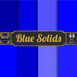 Blue Digital Paper Pack, 44 Shades of Blue Plain Solid Colors, Printable Sublimation Background Patterns, Commercial use, Scrapbooking