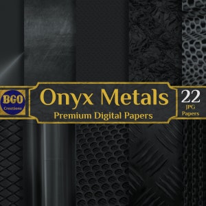 22 Onyx Metals Digital Paper Brass Digital Paper Brushed Metal, Metallic Textures Black Backgrounds Patterns - INSTANT DOWNLOAD