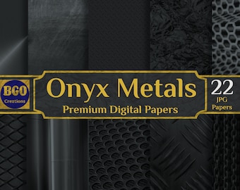 22 JPG Papers, Onyx Metals Digital Paper Pack, Black Metallic Textures, Commercial Use, Instant Download, Black Sublimation Backgrounds