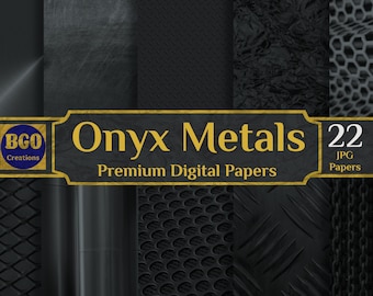 22 Onyx Metals Digital Paper Brass Digital Paper Brushed Metal, Metallic Textures Black Backgrounds Patterns - INSTANT DOWNLOAD