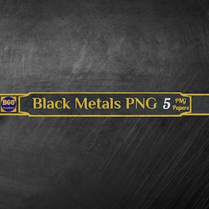 Black Metals Digital Paper Pack, 5 PNG Metallic Texture Papers, Black PNG Sublimation Backgrounds, Brushed Metal, Foil, Commercial Use