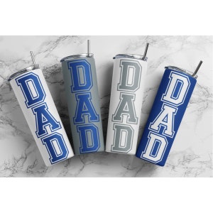 Papa Tumbler Wrap, 4 Designs Vatertag 20 Unzen Skinny Tumbler Sublimation Designs, kommerzielle Nutzung, Football Tumbler Wraps, Blau, Weiß, Silber
