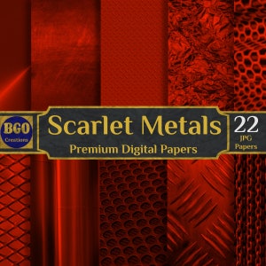 22 Rote Metalle Digitales Papier, Messing Digitales Papier, gebürstetes Metall, metallische Texturen, rote Hintergrundmuster - SOFORTIGER DOWNLOAD