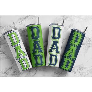 Dad Tumbler Wrap, 4 Designs Fathers Day 20oz Skinny Tumbler Sublimation Designs, Commercial Use, Football Tumbler Wraps, Navy & Green